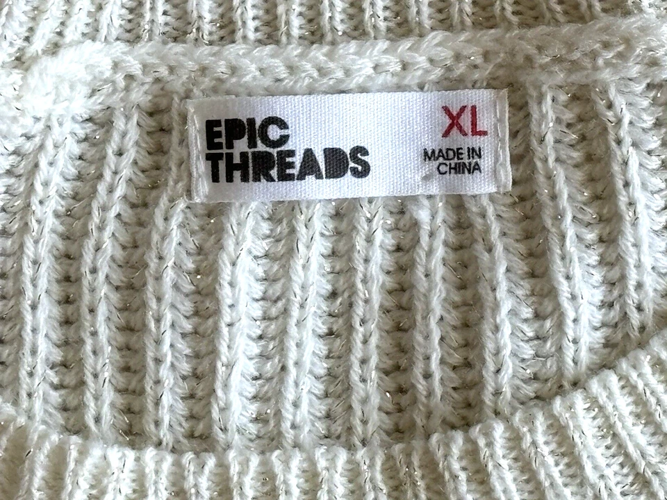 Girls Sweater by Epic Threads Ivory Acrylic Blend Knit Size XL - Image 3 of 4