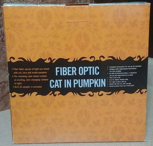 Glasfaser schwarze Katze Maske Cape in Kürbis 12" Halloween Jack O Laterne - Bild 5 von 5