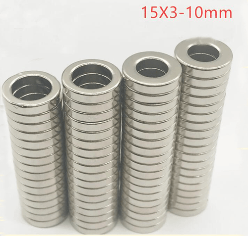 5pcs-50pcs Ring 15mm x 3mm Hole 10mm N50 Neodymium Rare Earth Disc Round Magnets - Picture 2 of 3