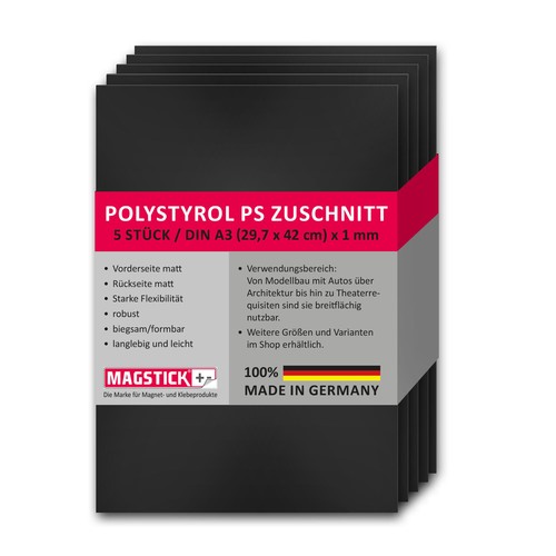 5er Set Polystyrol Platten schwarz I DIN A3 Kunststoff-PS Zuschnitte I mag_275 - Bild 8 von 10
