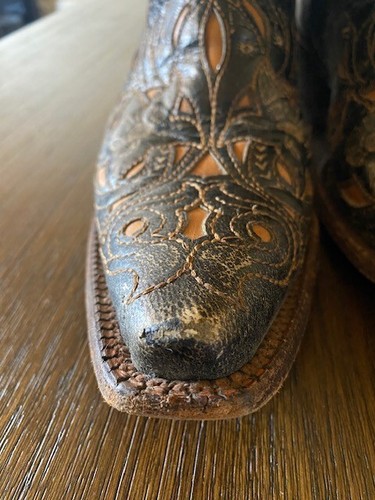 Corral Vintage Women 9.5M Lizard Inlay Black Leather Western Cowgirl Cowboy Boot - Picture 14 of 20