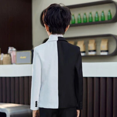 Kinder Junge Formelle Mantel Jacke Suit Blazer Zweifarbig Langärmlig Performance - Bild 1 von 4