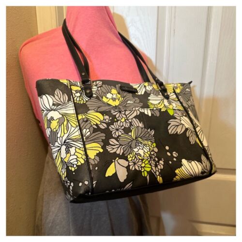 NWT SAK Sakroots Yellow & Slate Gray Flower Blossom METRO Tote Purse Bag NEW - Picture 8 of 9