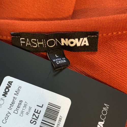 Fashion Nova Cozy Intent Mini Dress Rust L - Picture 8 of 10