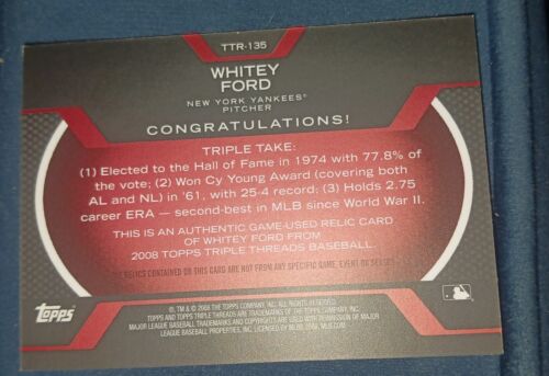 2006 Triple Threads Whitey Ford 6 Piece Relic 13/36 - Picture 2 of 3