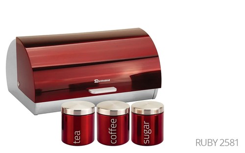 SQ Professional Gems Metallic Bread Bin with 3 Matching Canisters – Matte Finish - Picture 25 of 29