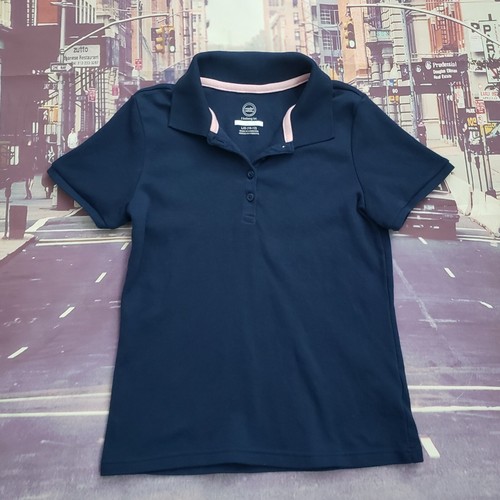 WONDER NATION Navy Blue Polo Shirt Girl's L 10-12 School Uniform Short Sleeve - Picture 1 of 4