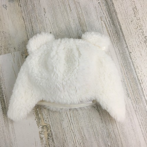 Janie & Jack White Furry Sherpa Bear Ears Hat Pilot Cap Baby Boy Girl 6 to 12 M - Picture 1 of 6