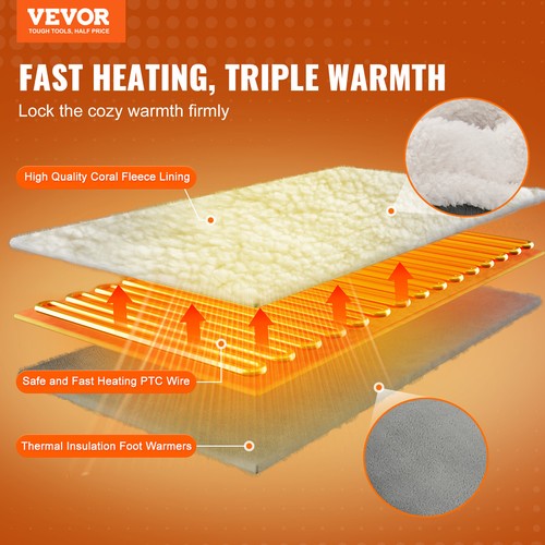 VEVOR Split Electric Foot Warmer 6Levels Heating Slippers Feet Warmer w/ Timer - Picture 3 of 13