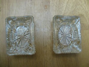 Set-of-2-Vintage-Small-Clear-Lead-Glass-Ashtray-3-034-x-2-034-x-1-034