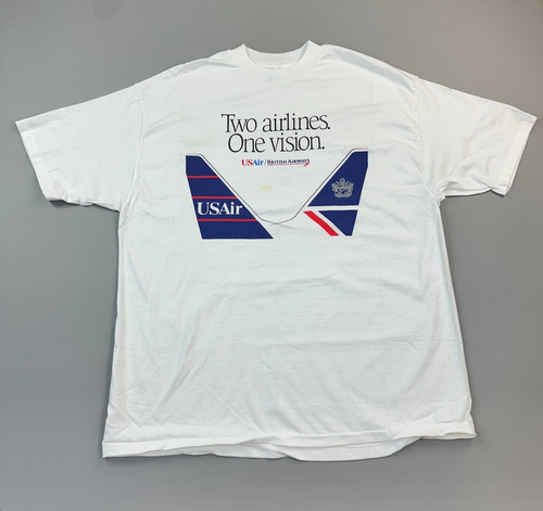 Vintage US Air x British Airway Shirt Herren XL Single Stitch Promo Deadstock USA
