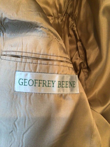 Geoffrey Beene Tan 100% Silk Sport Coat Jacket 3 Button Ventless Sz 44 R - Picture 8 of 9