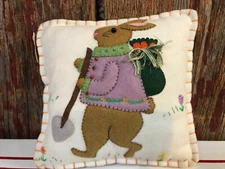 C&F Enterprises Easter bunny appliqué pillow 7"x7"