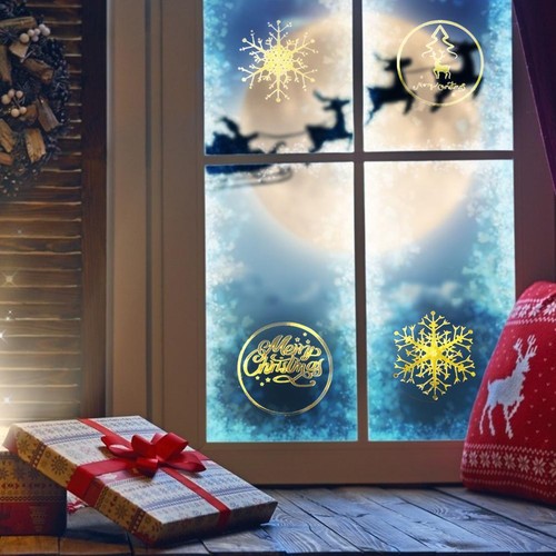 500pcs Christmas Stickers Gold Snowflake Christmas Stickers Round Self Adhesive - Bild 5 von 8