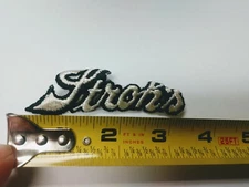 L Vintage Stroh's Beer Patch Advertising Script Logo 3.5" Strohs jacket hat