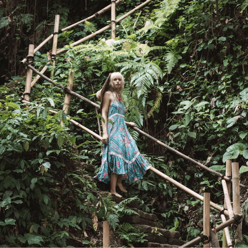 Spell & The Gypsy Babushka Babs Strappy Midi Dress Small Turquoise High Low Blue - Picture 3 of 12