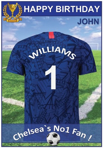 Tarjeta de cumpleaños personalizada de fútbol Chelsea (camiseta o periódico) - Imagen 5 de 6