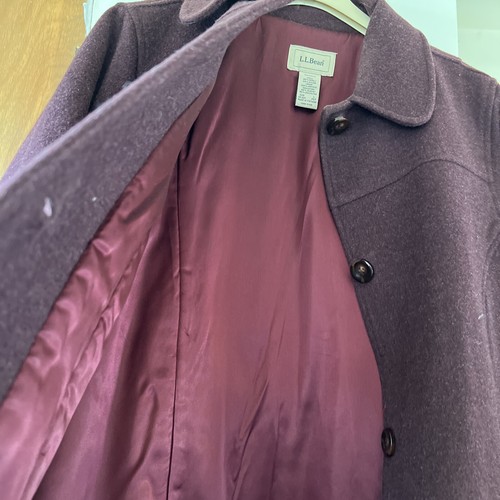 LL Bean Pea Coat Jacket Women’s Maroon Wool Blend Thinsulate Size Large - Picture 8 of 8