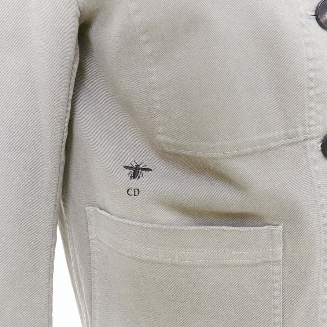 CHRISTIAN DIOR grey cotton denim CD bee logo chore jacket