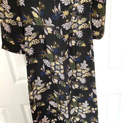 A.L.C. Vestido de seda largo midi en negro estampado floral talla 4 - Imagen 9 de 12
