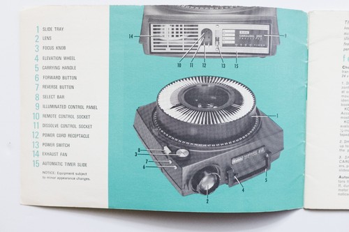 Kodak Carousel 850 Slide Projector Instruction Manual - Picture 2 of 3