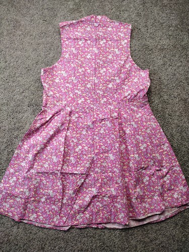 80's Pink House Dress With Floral pattern 100% Cotton W/Stretch Size XL Vintage - Picture 6 of 11