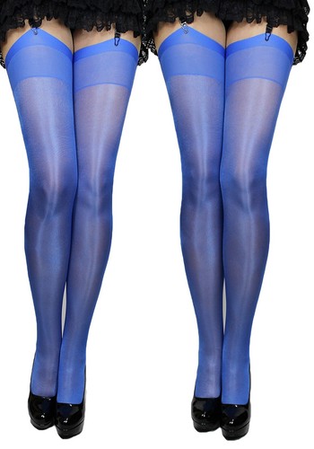 Satin Look 2 Paar Satin Strapsstrümpfe glänzend Strümpfe Farben Glanz Strapse - Bild 15 von 23