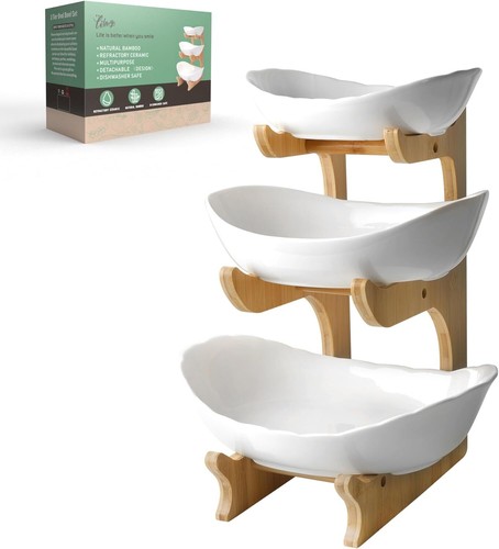 3 Tier Fruit Bowl for Kitchen Counter (PLUS edition) / Ceramic Serving Bowls - Picture 9 of 9