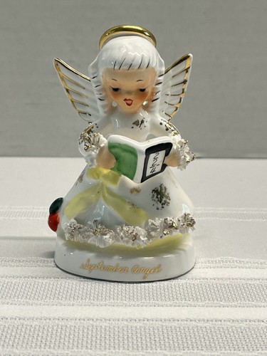 Vintage Napco A1369 September Geburtstag Mädchen Engel Schule Buch Figur Spaghetti
