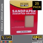 25 x Sheets FFJ Sand Paper For Wood Plaster Filler Paint Sanding Flint /Glass