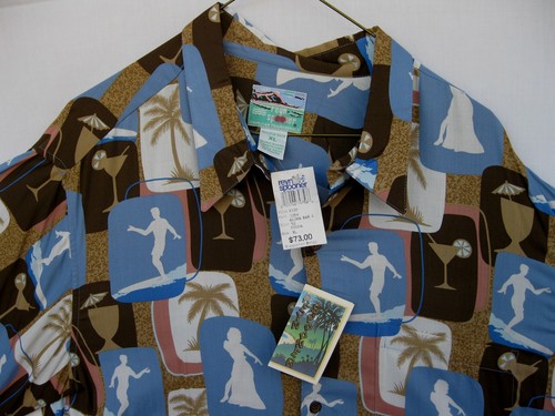 NEU REYN SPOONER SCHÖNER ALOHA BAR KAKAO UND BLAU GESPONNENER VISKOSE GRÖSSE XL - Bild 6 von 8