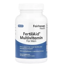 Fairhaven Health FertilAid for Men, Male Fertility Multivitamin, 90 Capsules