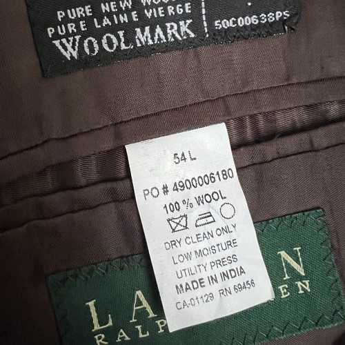 Traje Chaqueta de Lana Lauren Ralph Lauren Para Hombre Cuadros Ventana Talla 54L Marrón - Imagen 5 de 9