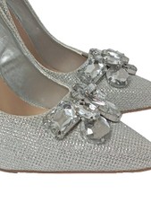 Sandales Talons BCBG MAXAZRIA MIREYA - Cuir Argenté - Pointure 38 (7½M) - Neuves Sans Emballage