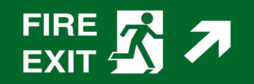 Letrero de vinilo acrílico señalización de salida de incendios verde 450x150 mm pegatina seguridad - Imagen 11 de 25