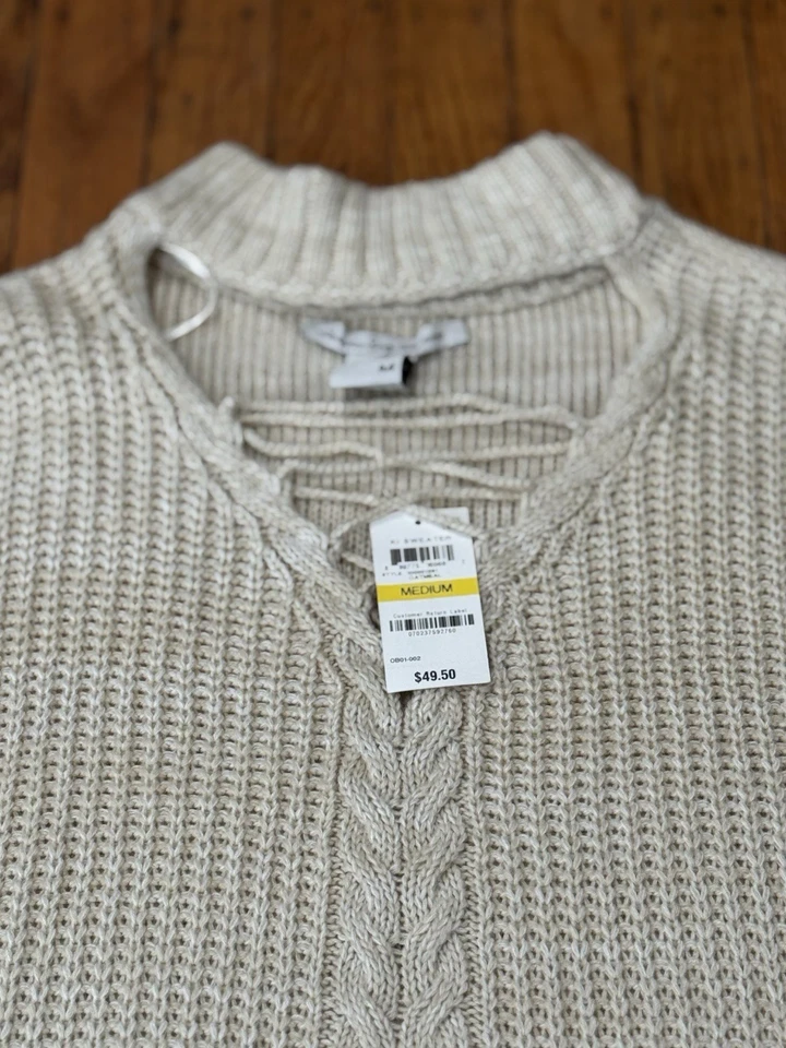 Suéter American Rag malha com cadarço creme - Novo com etiquetas - Imagem 3 de 4