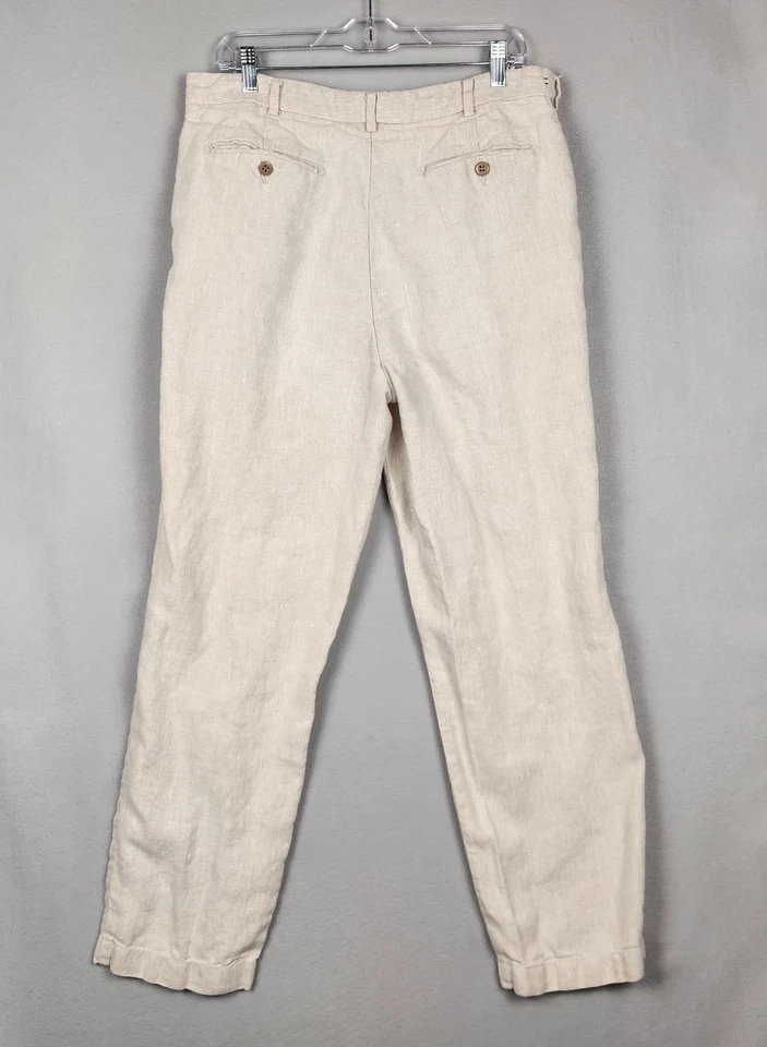 Pantalones de vestir Daniel Cremieux para hombre 35x32 beige lino colección Vence Foto 2 de 4