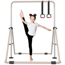 Foldable Gymnastics Bar, 5-Height Adjustable Gymnastic Bars for Kids at Home