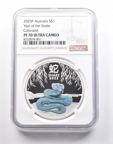 2025 P Australia 1 Dollar Silver Year Of The Snake Colorized PF70 UCAM NGC *5256