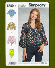 Misses Blouse Bodysuit Sewing Pattern 5 Variations (Sizes XS-XL) Simplicity 8789