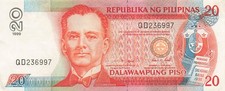 Philippines  20  Piso  1999  Series  Q D  Circulated Banknote AAZ 16