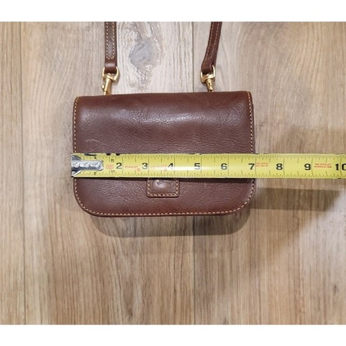 Vintage Dooney & Bourke Crossbody Bag Small Brown Gold Strap Drop 23.5 - Picture 13 of 16