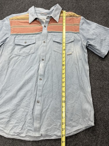 Camisa de hierro y resina para hombre XL azul naranja 100 % algodón manga corta con botones - Imagen 12 de 14