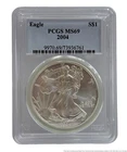 PCGS MS69 2004 W West Point American Silver Eagle $1 Bullion Coin