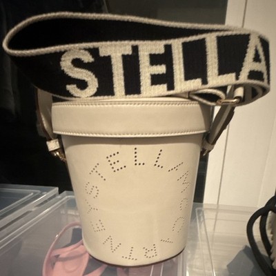 Stella McCartney Ivory Faux Leather Cylinder Shoulder Bag Women's Logo Accent