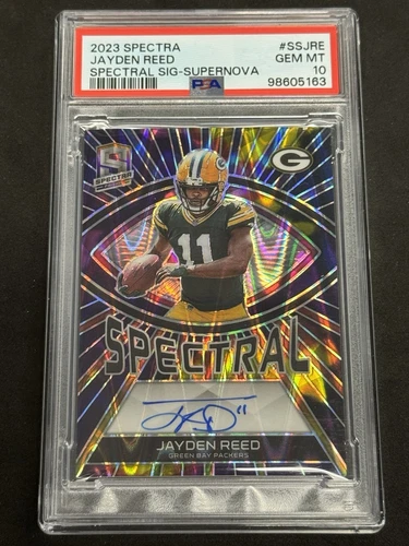 2023 Spectra Jayden Reed Rookie Spectral Auto Supernova /75 PSA 10