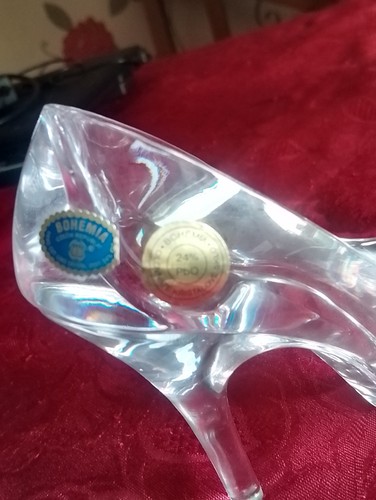 Large Bohemia Clear Crystal Glass Slipper / Shoe ~ 13cm tall - Picture 5 of 6