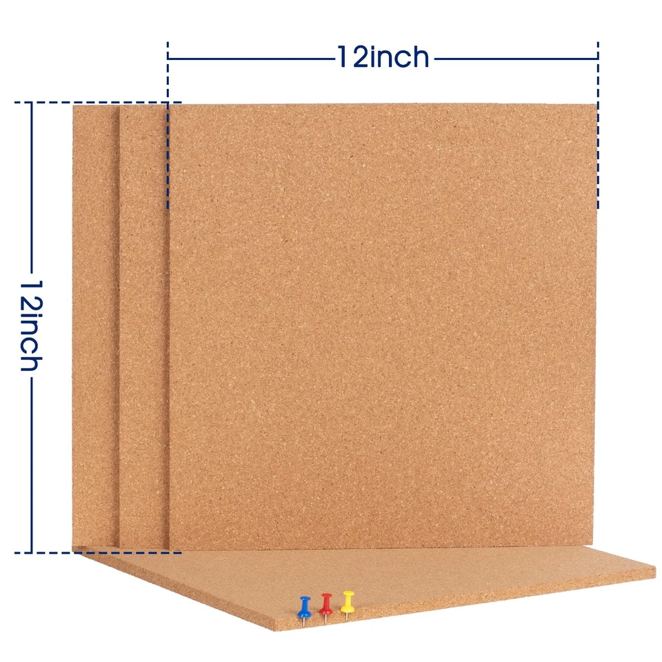 Cork Bulletin Square Board for Walls - 4 Pack Extra Thick 12x12 Inches Cork B... - Image 4 of 4