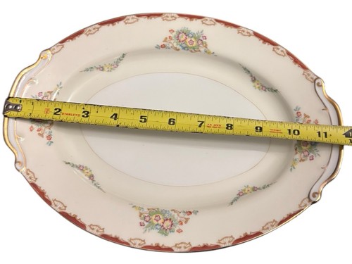 Lrge EMPRESS CHINA Hand Painted Floral 24k Rim Oval Serving Bowl & Plate Set - Picture 3 of 10
