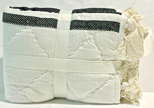 POTTERY BARN Mesa Tassel Black Stripe Cotton Sham King 36x20” New - Picture 2 of 4